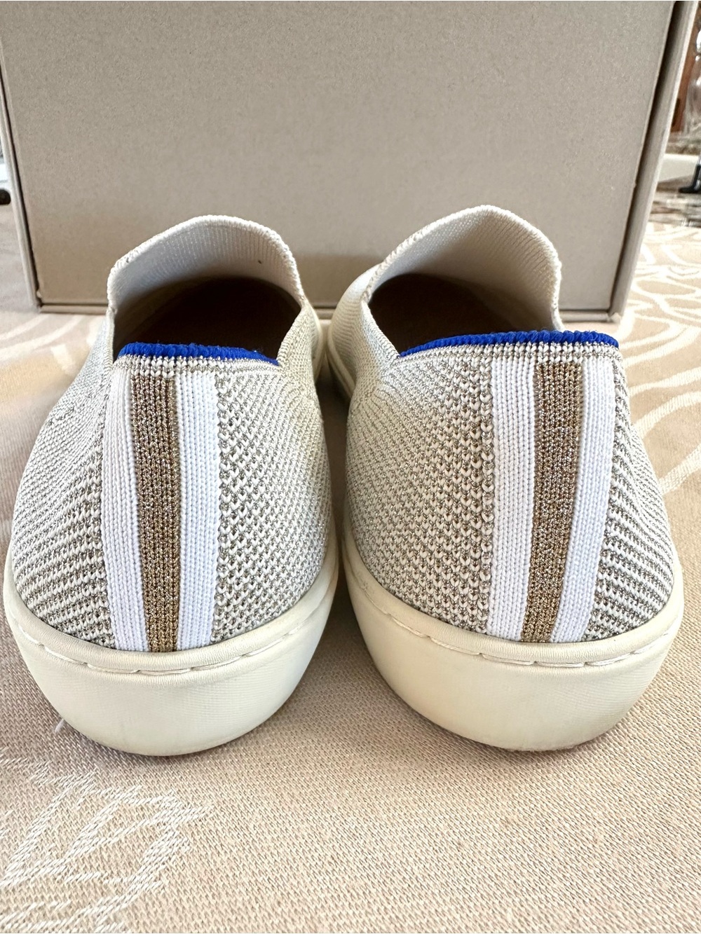 Rothy’s The Sneaker Diamond Twill Metallic Shimmer Slip On Shoes W9 w/ Box - Picture 5 of 10